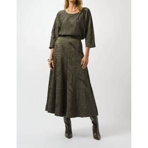 NEW JOSEPH RIBKOFF pleated satin long flared skirt in avocado
